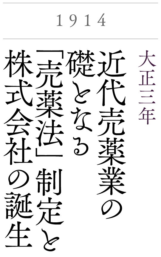 1914　大正3年　近代売薬業の礎となる「売薬法」制定と株式会社の誕生